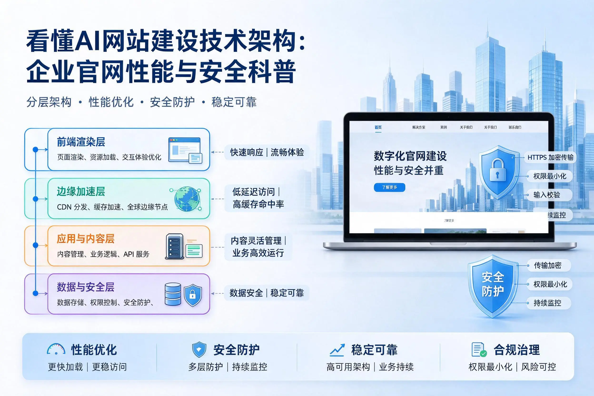 看懂AI网站建设技术架构：韶关企业官网性能与安全科普