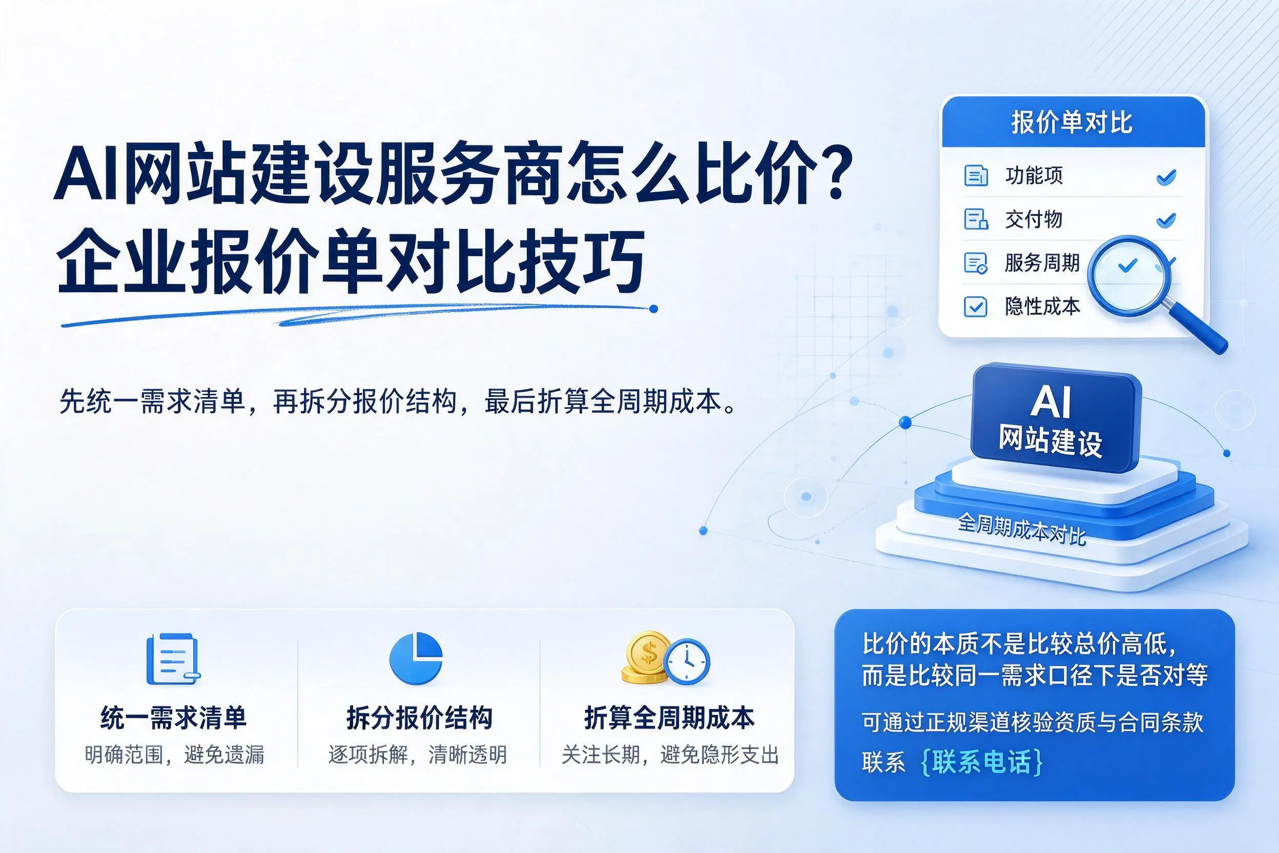 AI网站建设服务商怎么比价？韶关企业报价单对比技巧