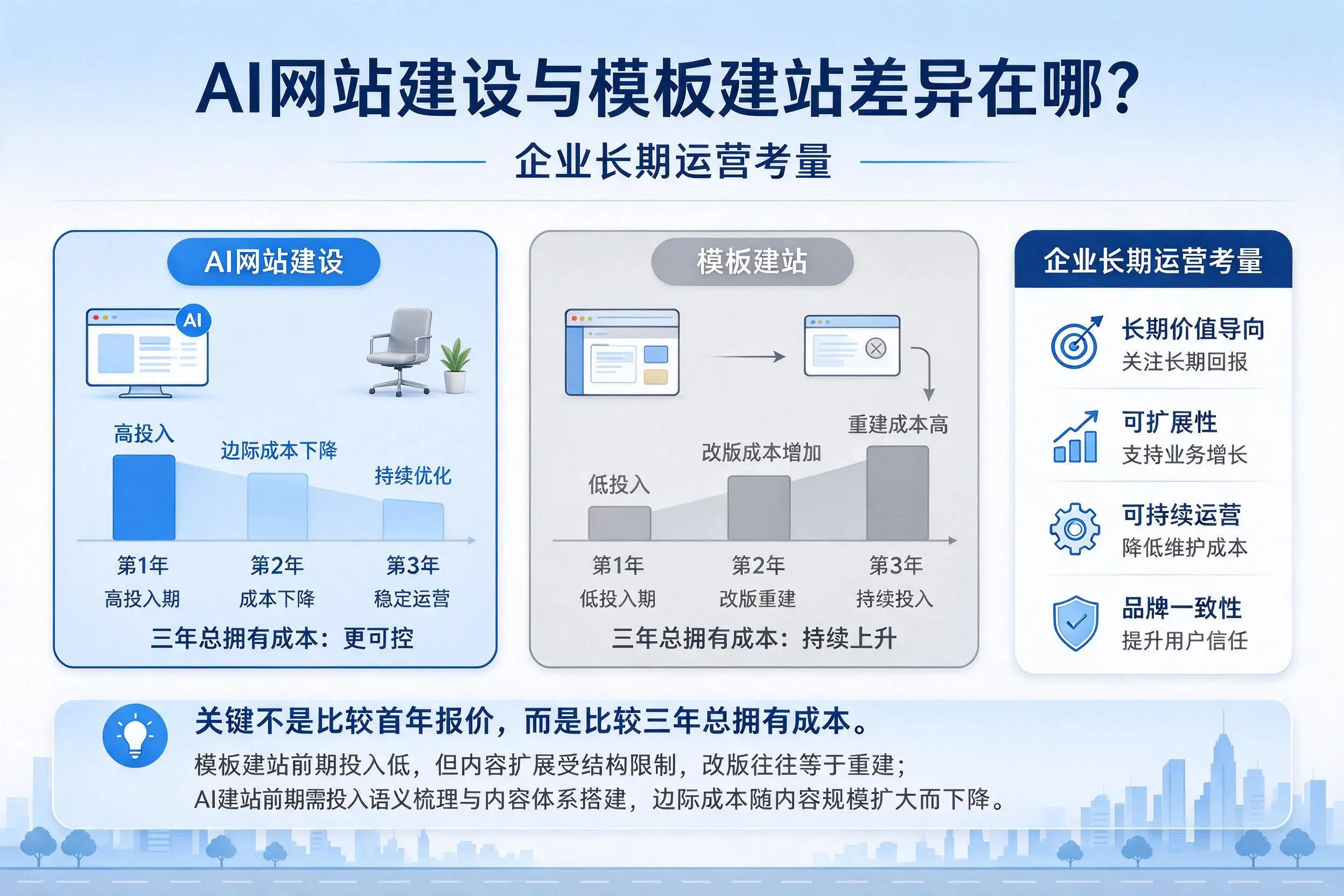 AI网站建设与模板建站差异在哪?韶关企业长期运营考量