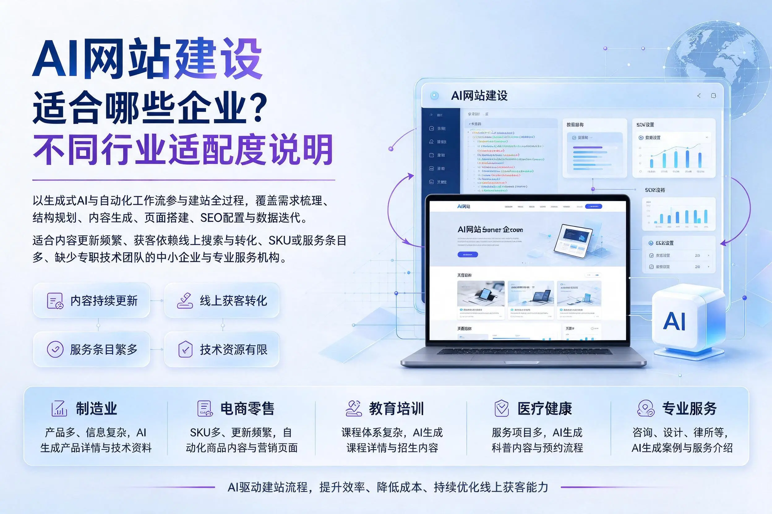 AI网站建设适合哪些企业?韶关不同行业适配度说明